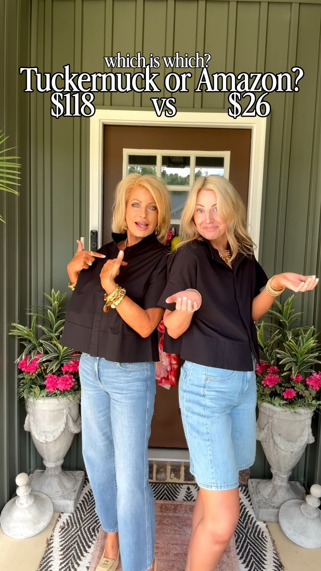 we’re both in a medium in the top 
she’s in a 26 in jeans and I’m in a 27 in shorts🤍

which is which?!

#LTKgrwm #LTKdayinmylife #LTKstorytime