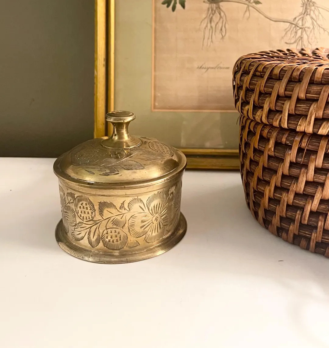 Vintage Brass Etched Small Lidded Box, Made In India, Stamp Box | Etsy (Global)