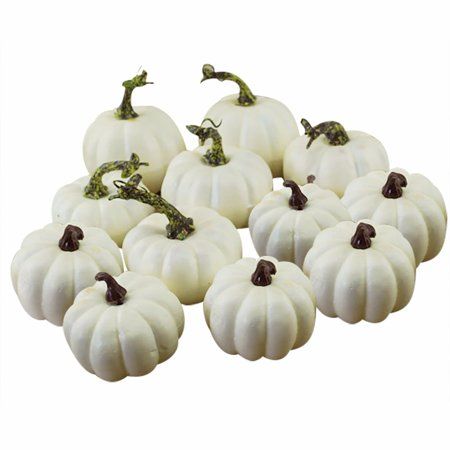 matoen 12pcs/set Halloween White Artificial Pumpkins Fall Thanksgiving Decor | Walmart (US)