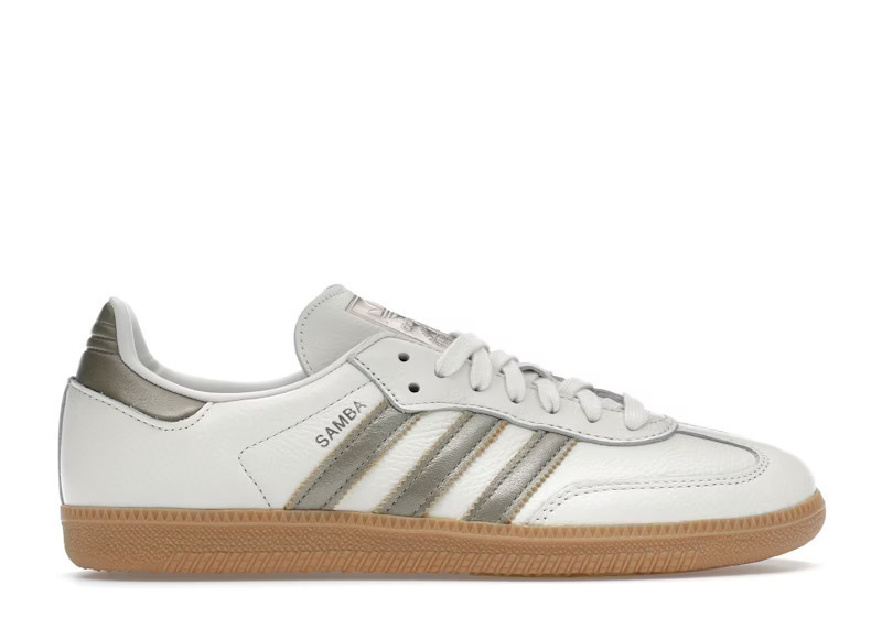 Adidas Samba OG (Women's) Sneakers in Off White/Cyber Metallic/Wonder Gold Metallic | StockX