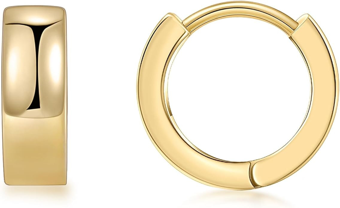 Gacimy 14K Gold Plated Huggie Earrings for Women 14K Real Gold Plated, 4mm Thick Small 14K Gold P... | Amazon (US)