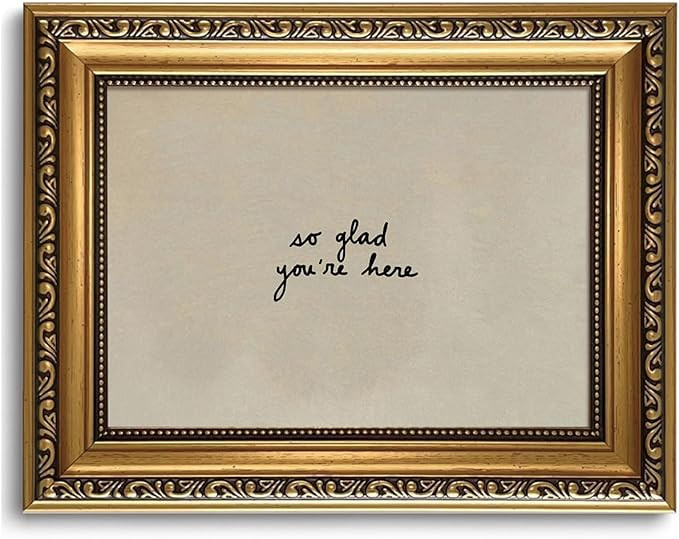 Vintage Gold Framed Wall Art So Glad You'Re Here Neutral Beige Canvas Art | Amazon (US)