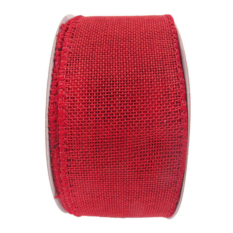 2.5" Red Burlap Ribbon, 15yd | At Home