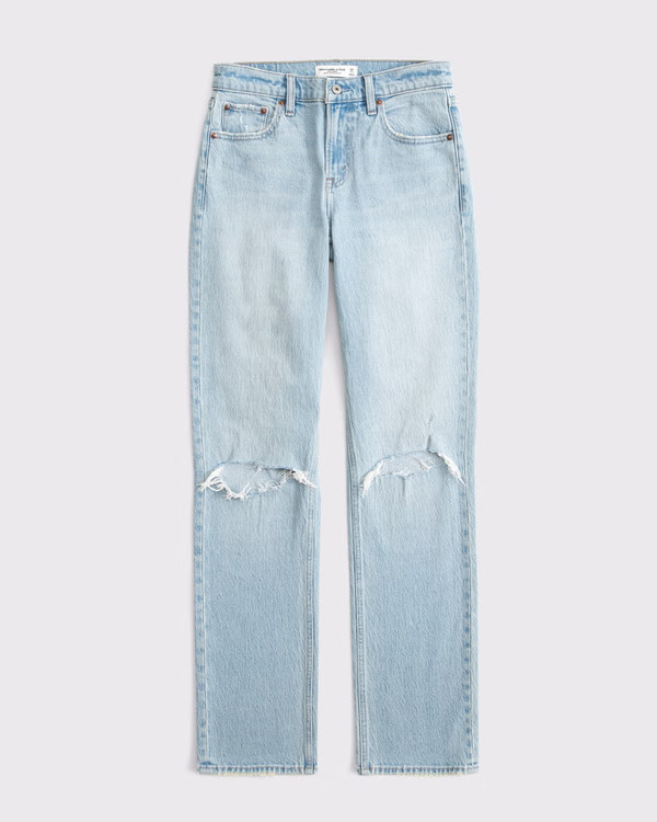 Women's Mid Rise 90s Straight Jean | Women's Bottoms | Abercrombie.com | Abercrombie & Fitch (US)