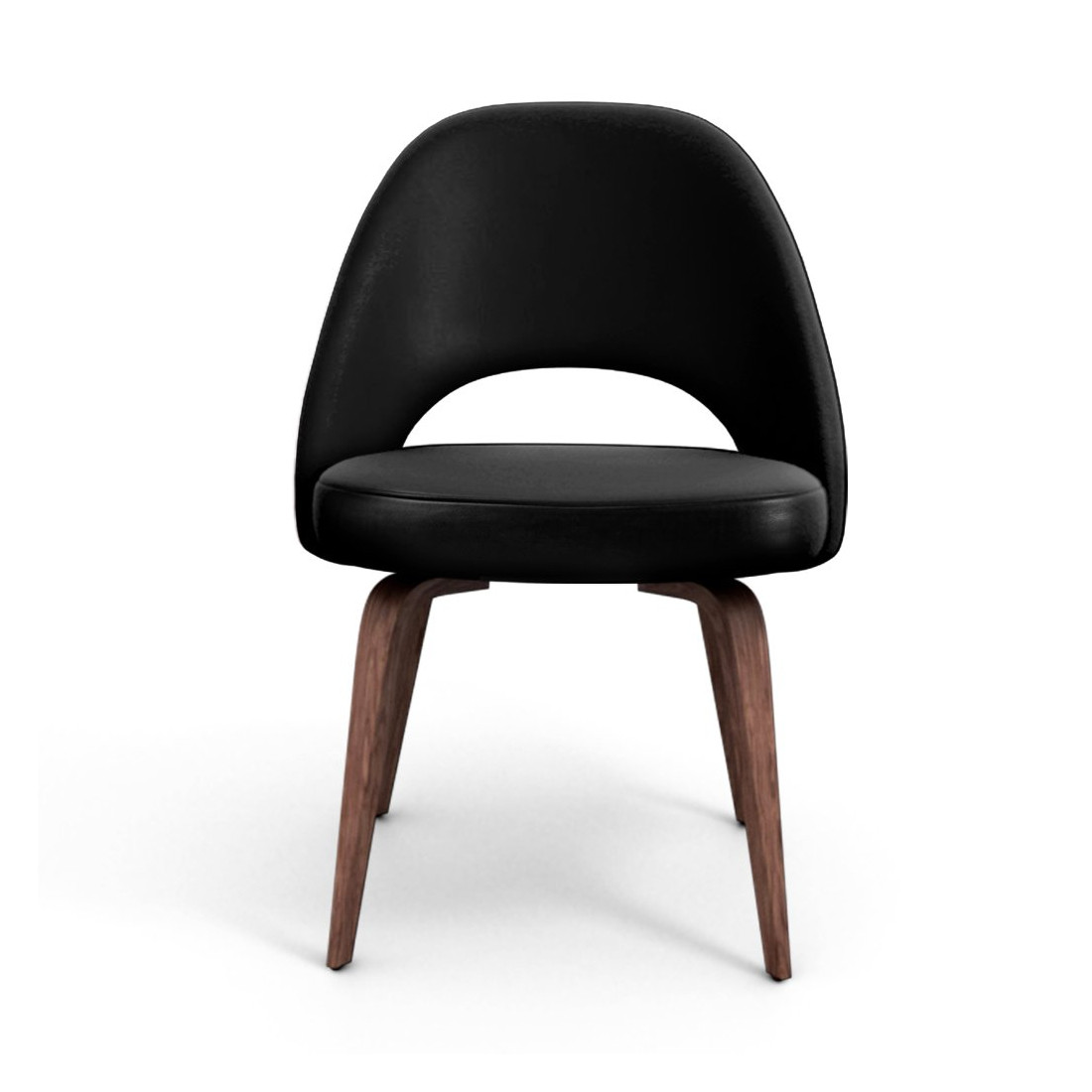 Saarinen Executive Leather Side Chair - Wood Legs | Eternity Modern