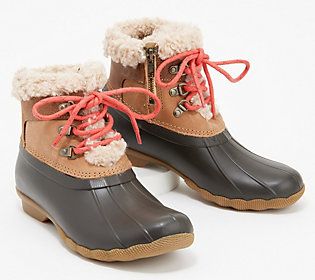 Sperry Leather Saltwater Duck Boots - Alpine | QVC