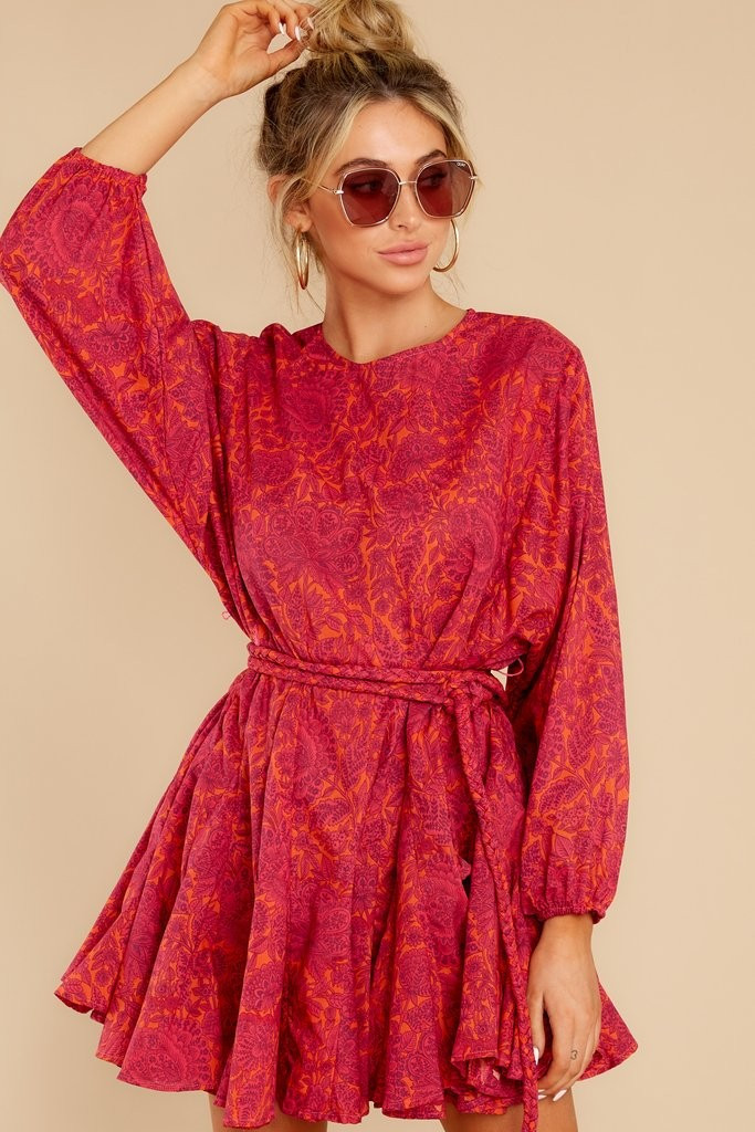 I Love Me Fuchsia Pink Print Dress | Red Dress 