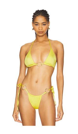 Isle Hoop Halter Bikini Top in Lemonade | Revolve Clothing (Global)