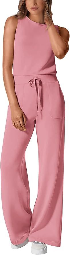 PRETTYGARDEN Womens Jumpsuits Summer Casual One Piece Outfits Sleeveless Wide Leg Long Pants Romp... | Amazon (US)