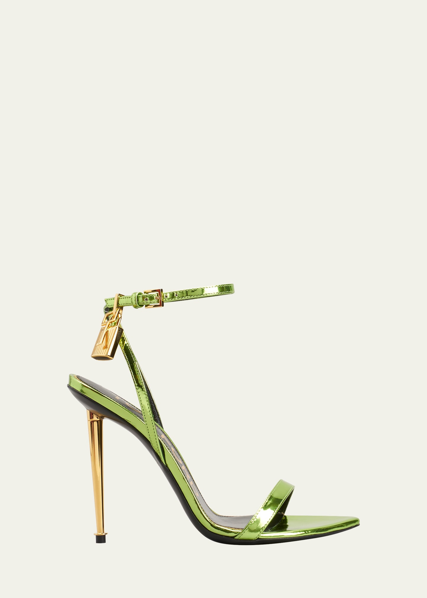 105mm Lock Metallic Stiletto Sandals | Bergdorf Goodman