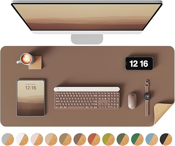 YSAGi Double-Sided Desk Pad, 31.5"x15.7"Leather Desk Mat, Eco Cork Desk Pad Protector,Large Mouse... | Amazon (US)