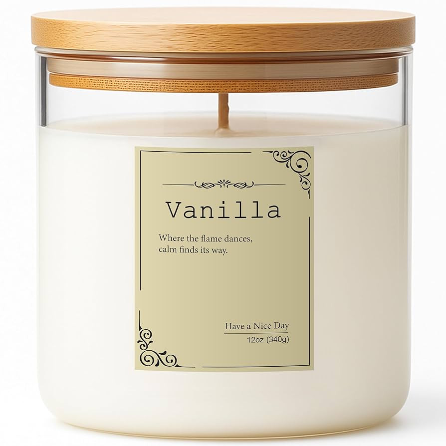 Large Vanilla Soy Candle, Scented Candles for Home Decor, 100% Natural Soy Wax, 12 oz 60 Hours Bu... | Amazon (US)