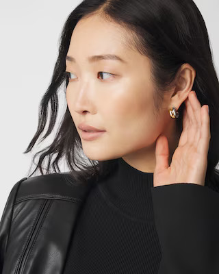 Women's Mixed Metal Double Hoop Huggie Earrings | White House Black Market | White House Black Market