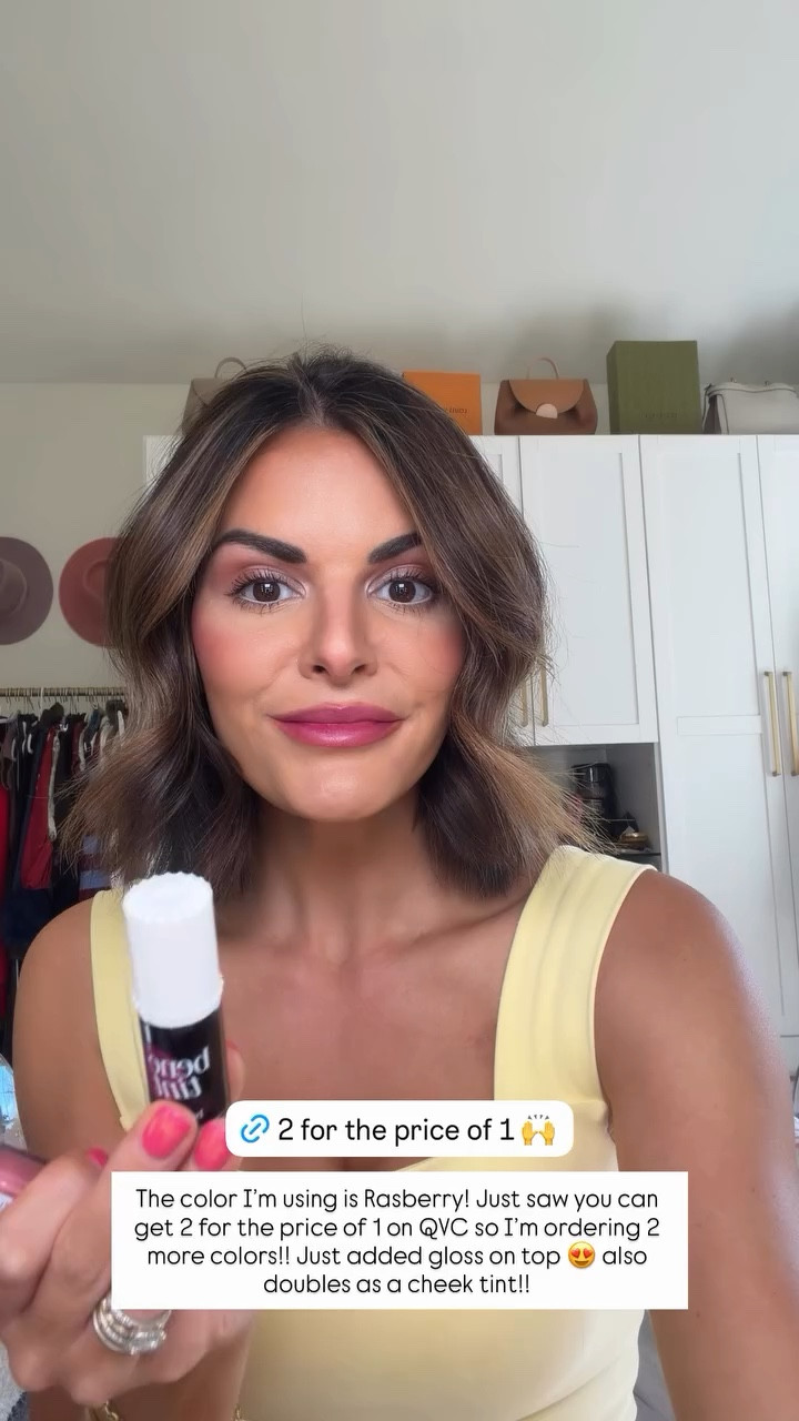 The color I’m using is Rasberry! Just saw you can get 2 for the price of 1 on QVC so I’m ordering 2 more colors!! Just added gloss on top 😍 also doubles as a cheek tint!! @QVC 