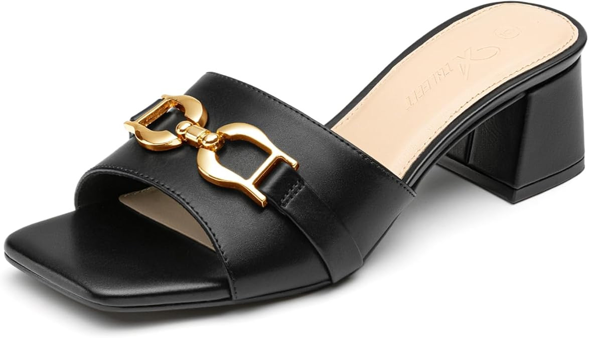 Athlefit Raffia Heeled Sandals Women Slip On Chunky Block Heels for Summer | Raffia & PU Upper, S... | Amazon (US)