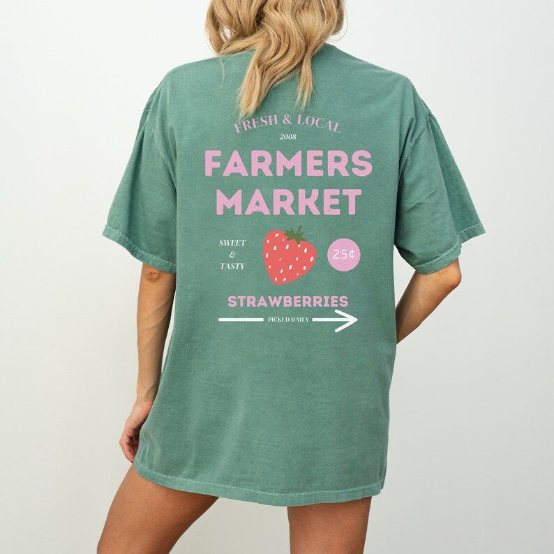 Farmers Market Tee Strawberries, Fresh Fruit Shirt, Garden Shirt - Etsy | Etsy (US)