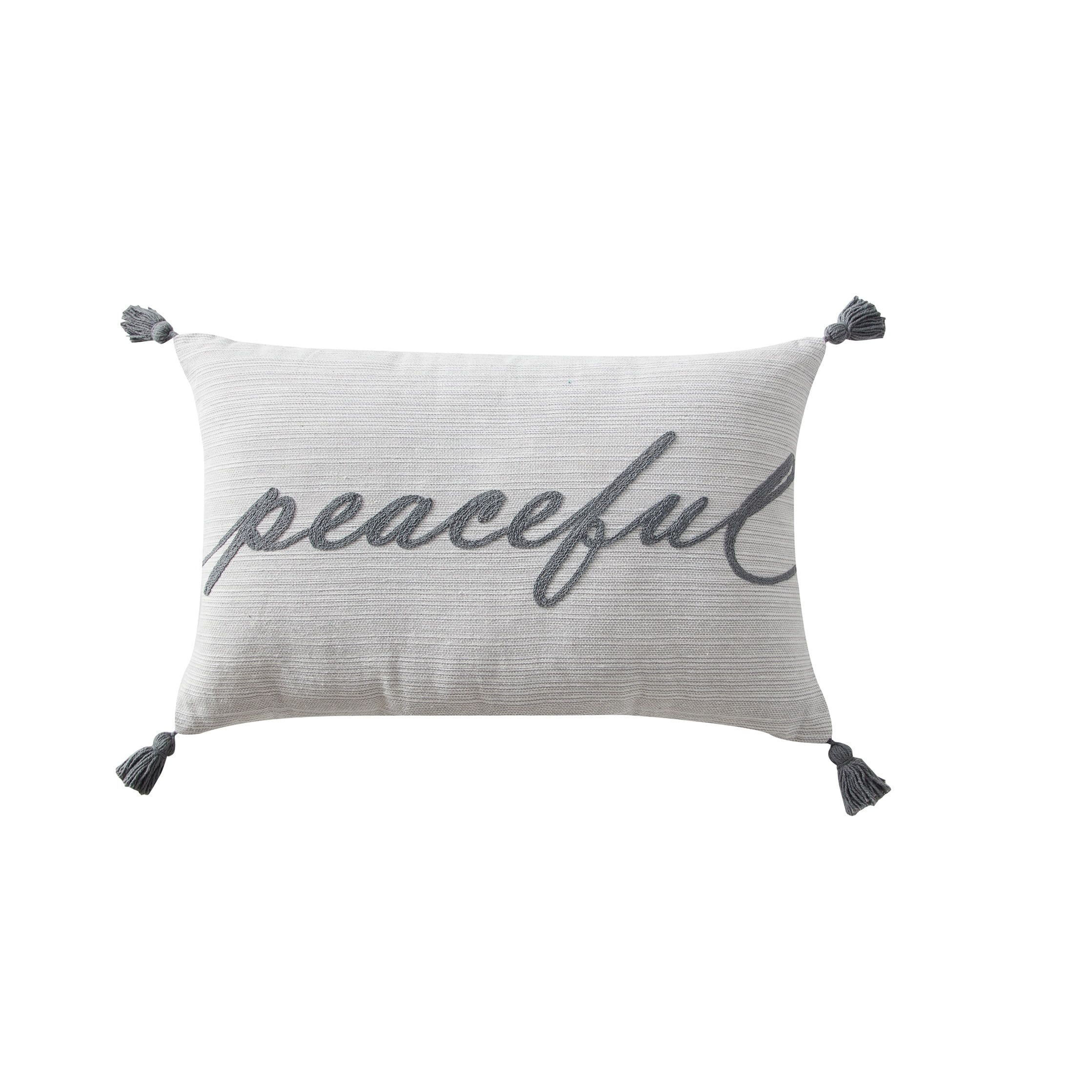 Mainstays Peaceful 12" x 18" Grey Typography Cotton Decorative Pillow - Walmart.com | Walmart (US)