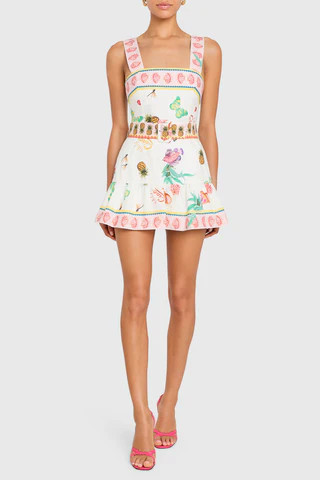 Amanda Uprichard Lena Skort Romper in Postcard Print - Size S | Amanda Uprichard