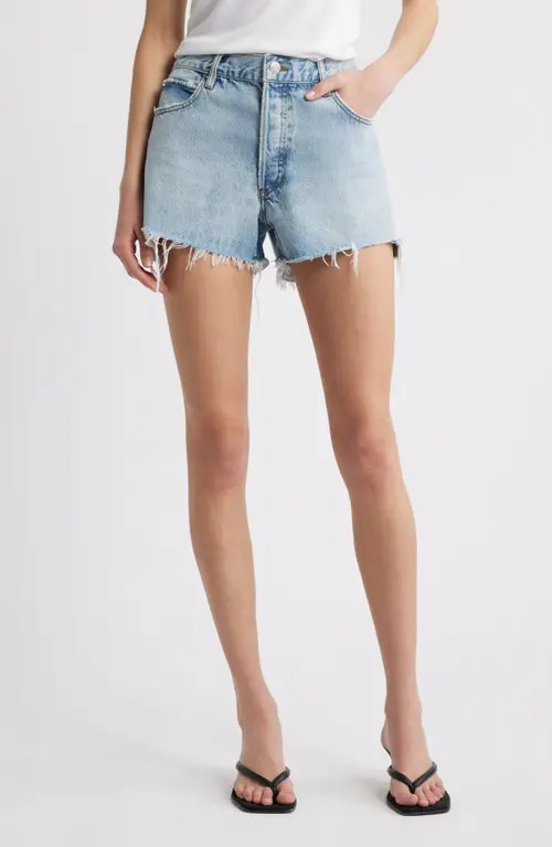 FRAME The Hang Frayed Hem Denim Shorts in Swindle at Nordstrom, Size 32 | Nordstrom