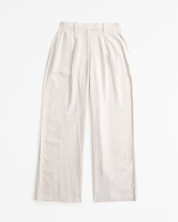 Women's Curve Love A&F Harper Tailored Linen-Blend Pant | Women's Bottoms | Abercrombie.com | Abercrombie & Fitch (US)