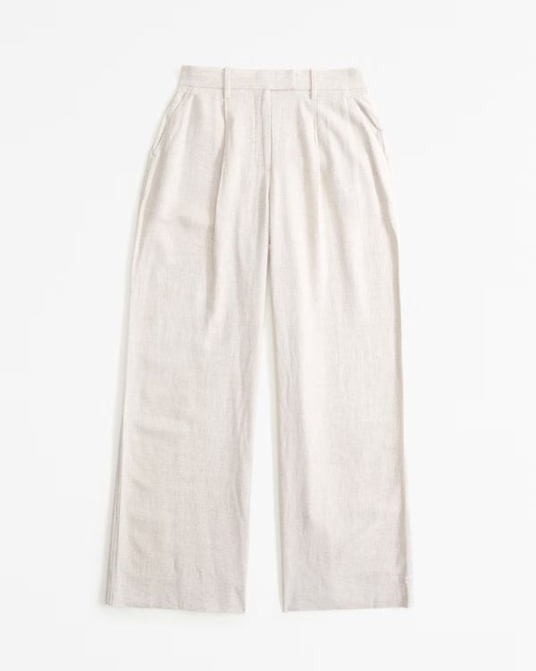Women's Curve Love A&F Harper Tailored Linen-Blend Pant | Women's Bottoms | Abercrombie.com | Abercrombie & Fitch (UK)