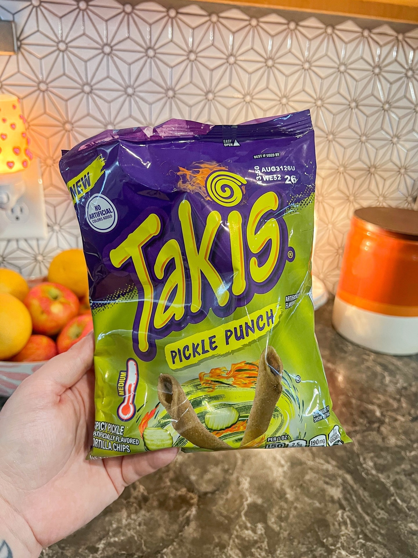 Wow I was so excited to get these to satisfy my cravings even though I don’t buy these kind of snacks often… and I was even more excited to open them when I saw they are dye free! 👏🏻

These have the perfect amount of pickle flavor, tanginess and spice. They have a nice crunch and the heat creeps up on you but isn’t overbearing. Adding these to my snack line up for the summer! 

@influenster @takisusa #complimentary #takis #newtakis #summersnacks #picklelover