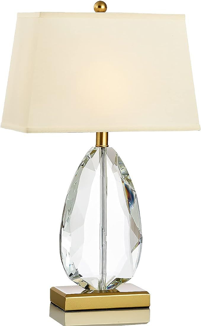 CEKUXPS Bedside Lamp American Retro Crystal Table Lamp Heart-Shaped Crystal Lamp Post Metal Gold ... | Amazon (US)