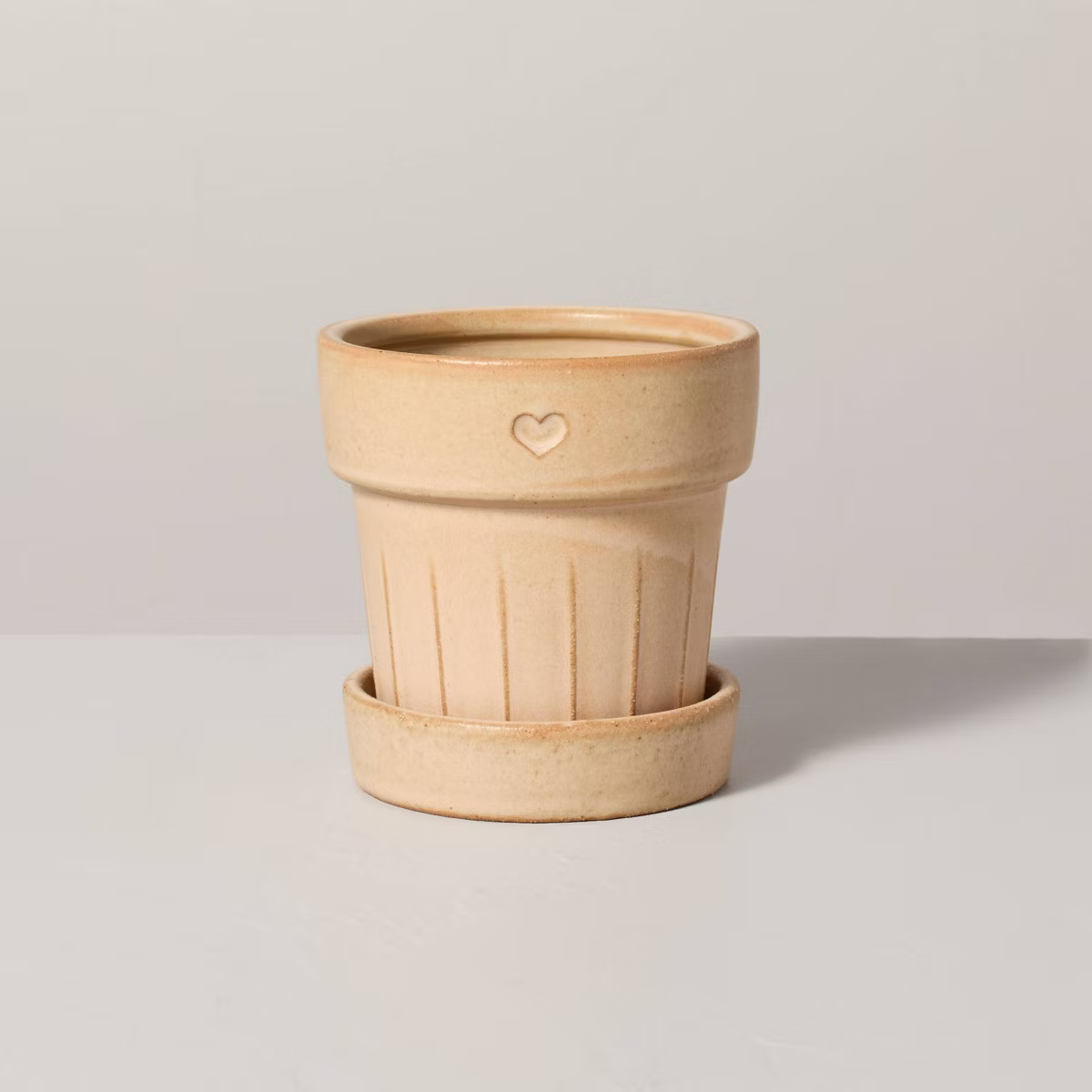 Valentine's Day Heart Accent Stoneware Indoor/Outdoor Planter Pot with Saucer 4.5" - Hearth & Han... | Target