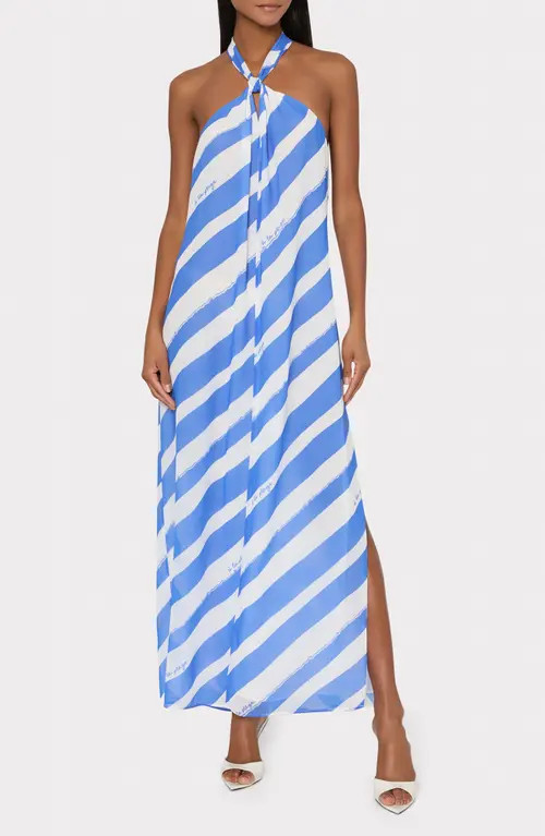 Milly Ava Cross Halter Cover-Up Dress in Blue/White at Nordstrom, Size X-Small | Nordstrom