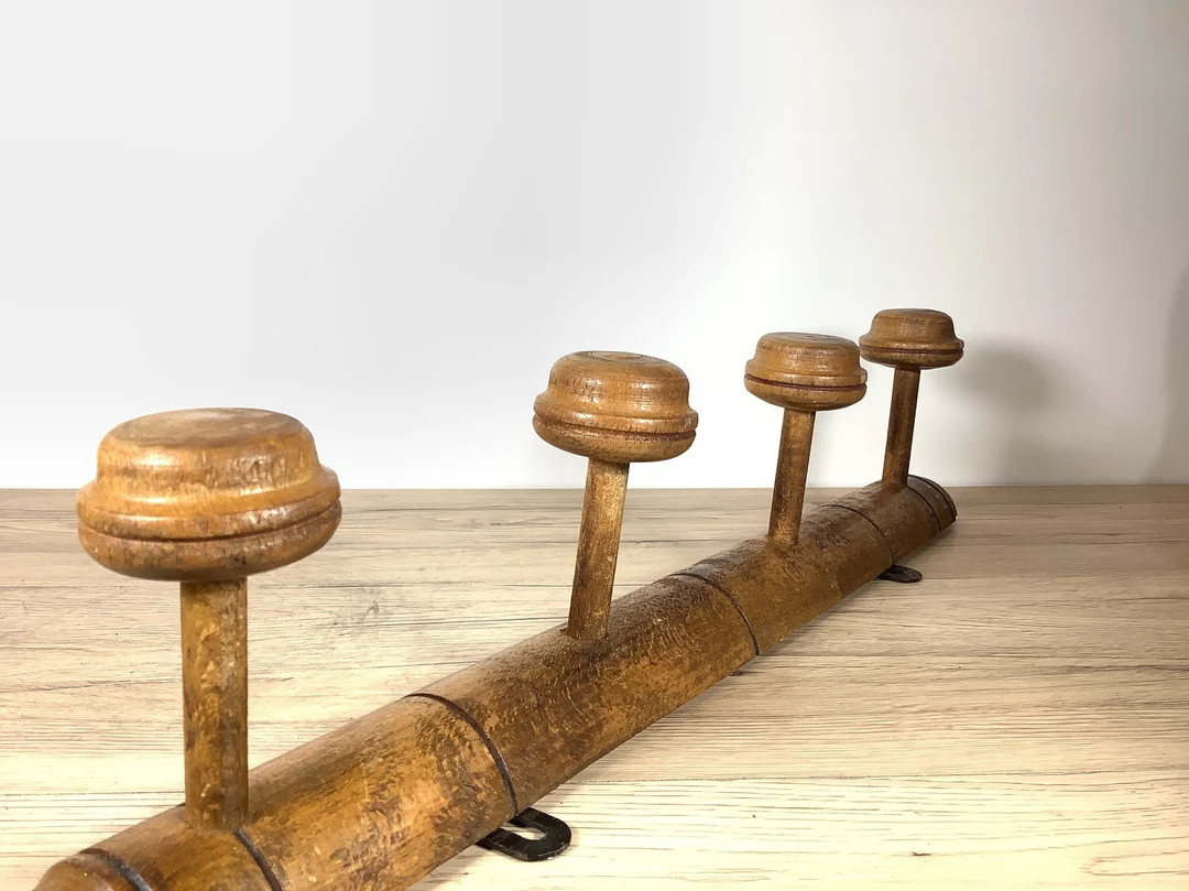 Wooden Coat Rack Hats With 4 Hooks Vintage Wooden Bamboo Style - Etsy | Etsy (US)