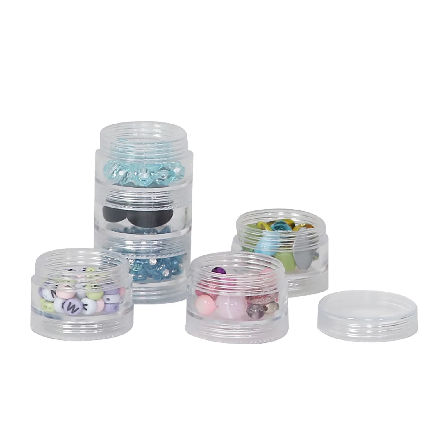 Everything Mary Round Stackable Plastic Craft and Hobby Containers - 6 Pack (Clear) | Walmart (US)