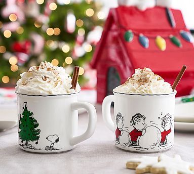 Peanuts&#8482; Holiday Decal Stoneware Mugs - Set of 2 | Pottery Barn (US)