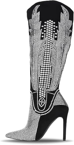 Cape Robbin Women's Knee-High Western Cowboy Boots - Wide Calf Rhinestone Stiletto Heel Dress Boo... | Amazon (US)