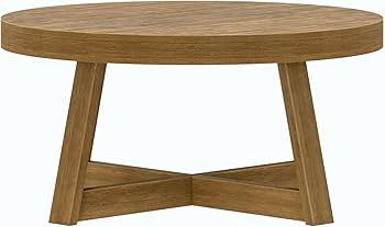 Plank+Beam Classic Round Coffee Table, 36 Inch Farmhouse Coffee Table, Rustic Mini Center Tables ... | Amazon (US)