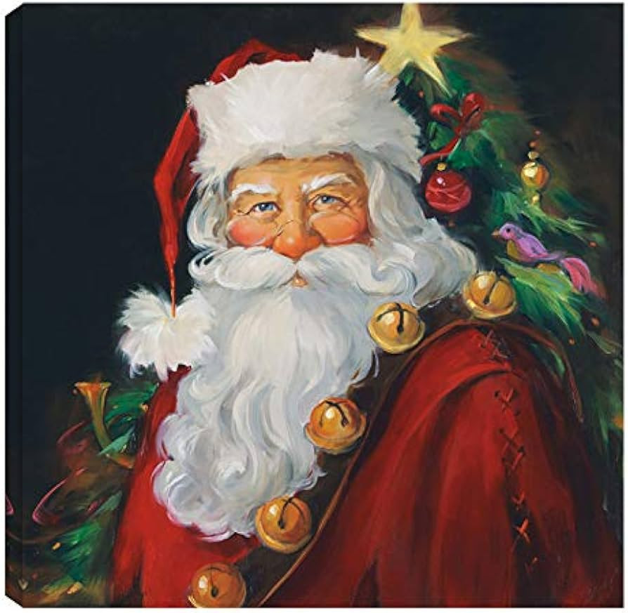 Sparkling Santa, One 16x16 Hand Stretched Canvas Art by Susan Comish | Amazon (US)