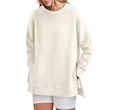 Women's Sweatshirts Long Sleeve Tunic Tops Crew Neck Soft Pullover With Side Zipper Shirt Clothes... | Amazon (US)