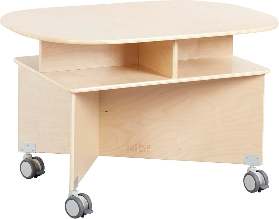 Amazon.com: ECR4Kids Mobile Collaboration Table with Storage, Multipurpose Furniture, Natural : O... | Amazon (US)