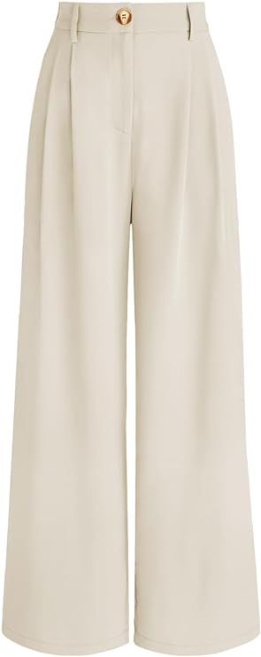 AUTOMET Women Wide Leg Dress Pants High Waisted Loose Fit Business Casual Work Trousers with Pock... | Amazon (US)
