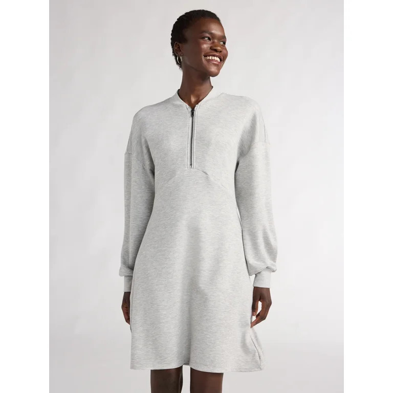 Scoop Women’s Ultimate ScubaKnit Zip Front Mini Dress, Sizes XS-XXL | Walmart (US)