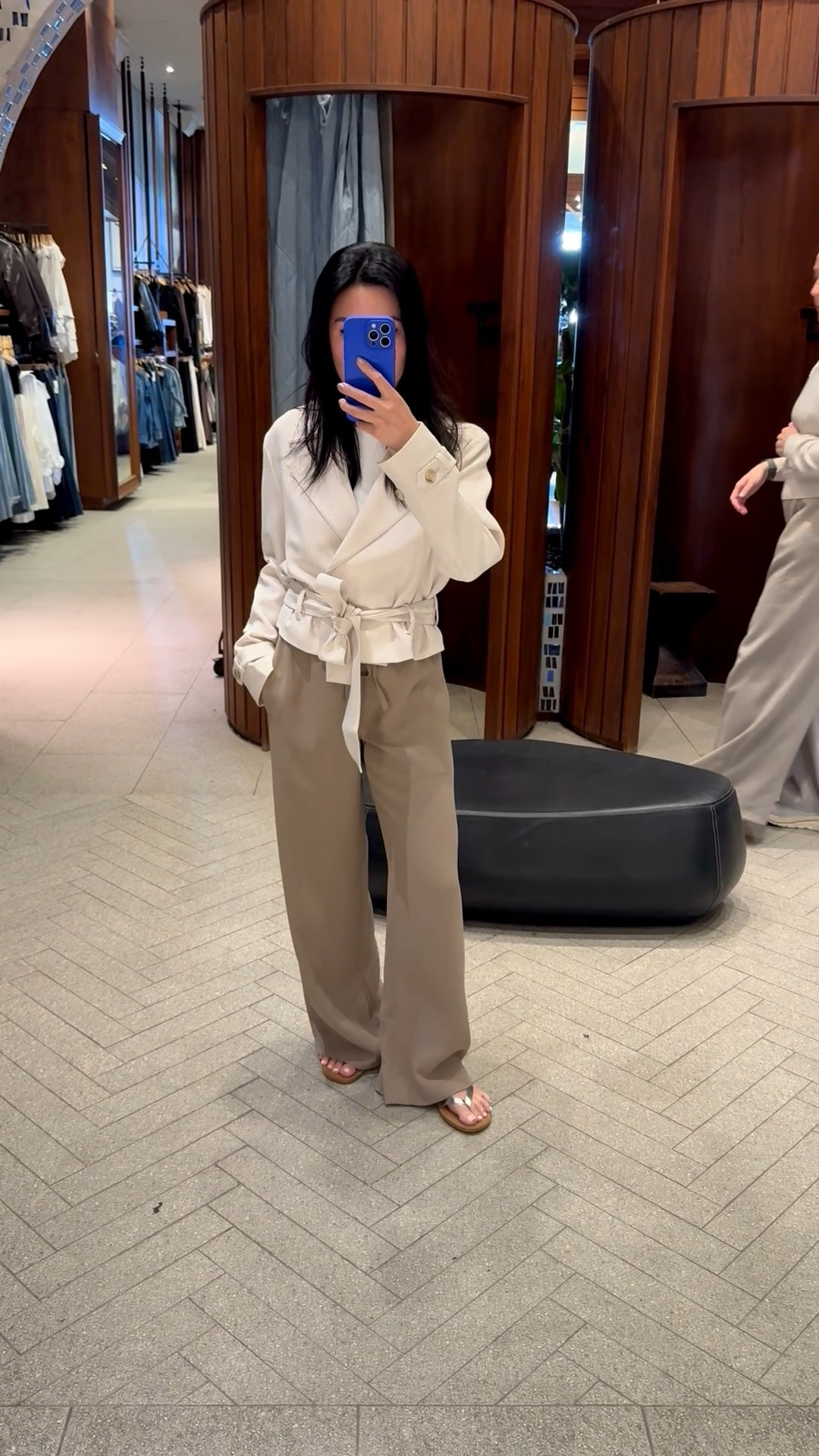 Wear to the office or on the weekend. Easy, elevated, casual outfit idea. Classic and timeless. Comfortable wide leg pants. Elastic pants. Pull up pants. Wrap trench. Fall outfit. Office outfit. Dress up or down. Work outfit. #LTKfall 

#LTKgiftguide #LTKsale