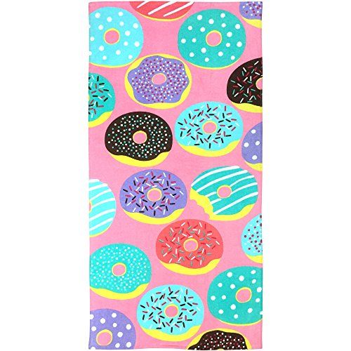 Girl's Pink Quick Dry Beach Towel Jolly Donuts for Swimming, Camp, Pool, Blanket and Fun - 28 x 60 | Amazon (US)