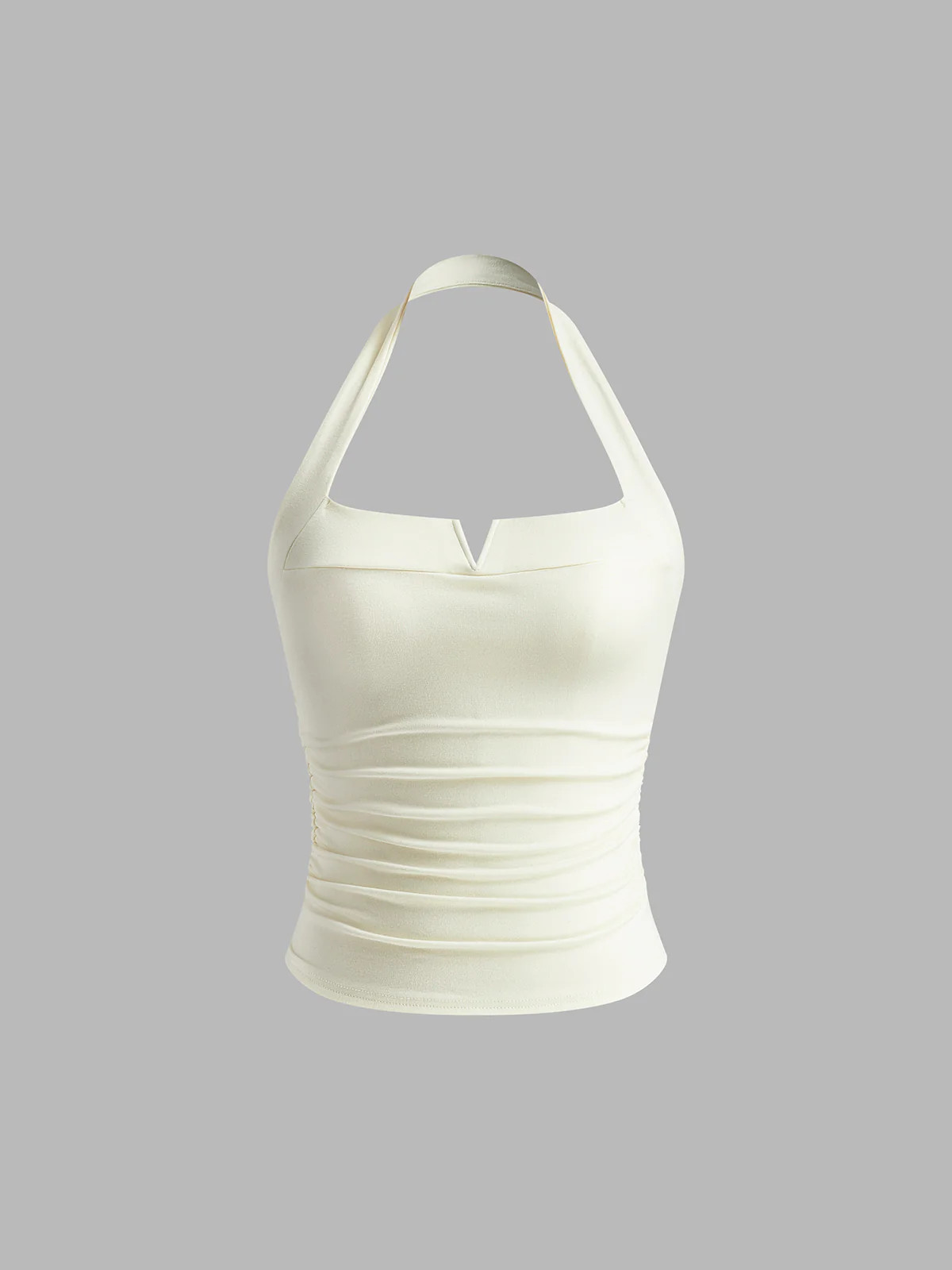 Pleated Ribbed Halter Top | Commense