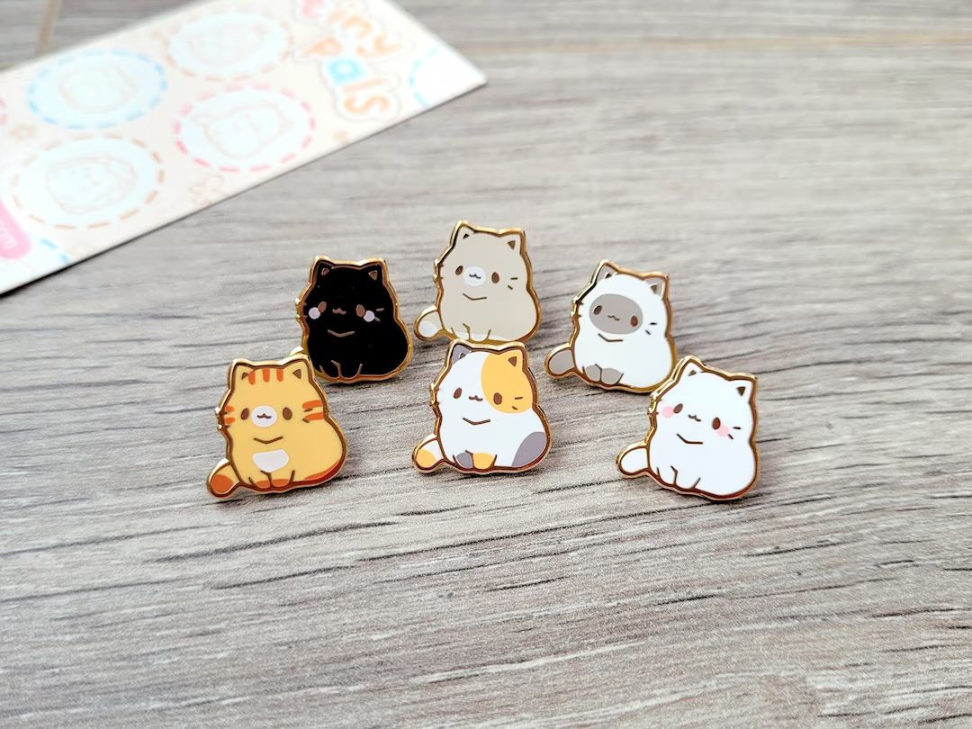 Cat 0.65" | Tiny Pals Mini Enamel Pins | Cute Animal Board Filler Adorable Kitty Kitten Hard Lape... | Etsy (CAD)