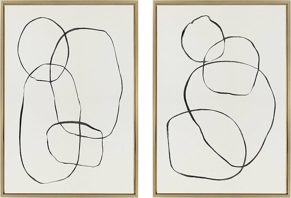 Kate and Laurel Sylvie Sylvie Modern Circles and Going in Circles Framed Linen Textured Canvas Wa... | Amazon (US)