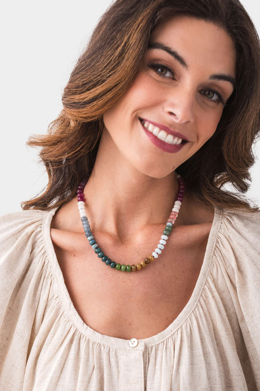 Natural Agate Beaded Necklace | Social Threads