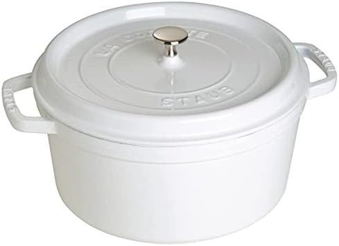 STAUB Cast Iron Dutch Oven 7-qt Round Cocotte, Serves 7- 8, Made in France, White | Amazon (US)