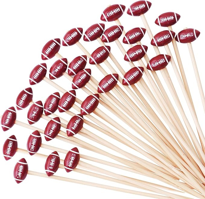 Football Cocktail Picks - 100 Counts Decorative 3D Football-shaped Toothpicks for Super Bowl Foot... | Amazon (US)