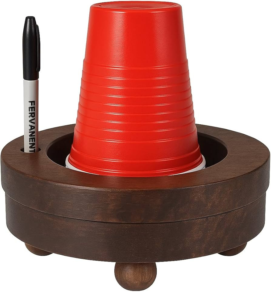 New Years Gifts Wooden Party Cup Holder with Marker Slot, Disposable Solo Cup Holder Dispenser fo... | Amazon (US)