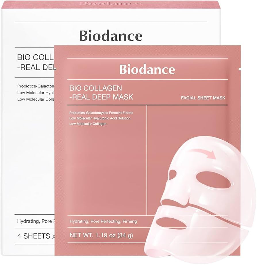 BIODANCE Bio-Collagen Real Deep Face Mask 4 Pcs | Hydrogel Overnight Mask | Pore Minimizing and E... | Amazon (UK)
