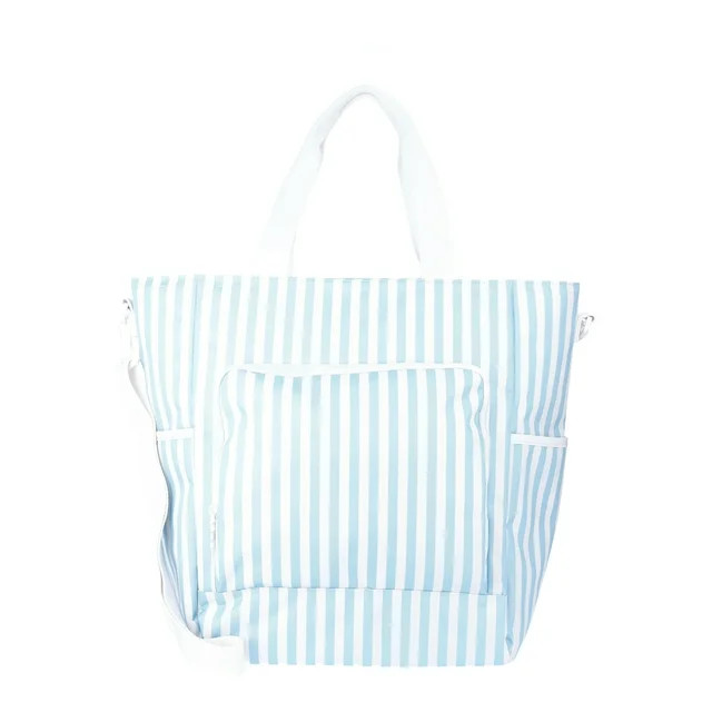No Boundaries Beach Cooler Tote Bag, Blue Stripe, Women’s | Walmart (US)